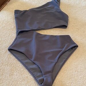 Beach Riot Free People grey Celine One-Shoulder swimsuit S small New
